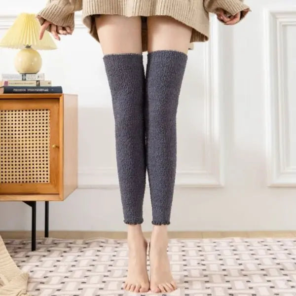 Soft Thick Fuzzy Thigh High Socks 21 One Size