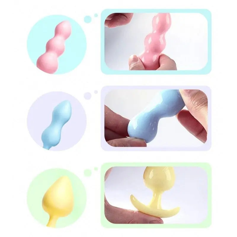 3pc/Set Colorful Soft Silicone Anal Plugs Puppy's Aesthetics