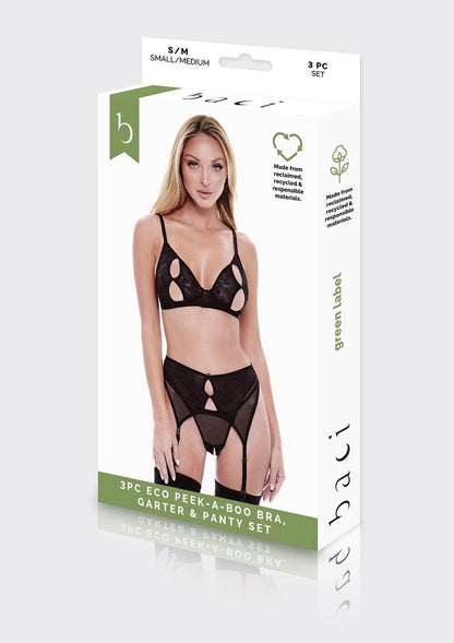 3pc Eco Peek-A-Boo Bra Garter Panty