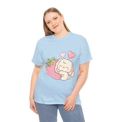 Cute Bunny Strawberry Play Tee - Puppy's Aesthetics