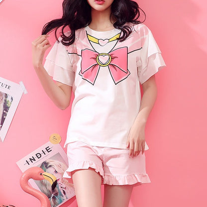 Sweet Pink Sailor Cotton Lounge Set