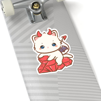 Kawaii Demon Kitty Kiss-Cut Sticker - Puppy's Aesthetics