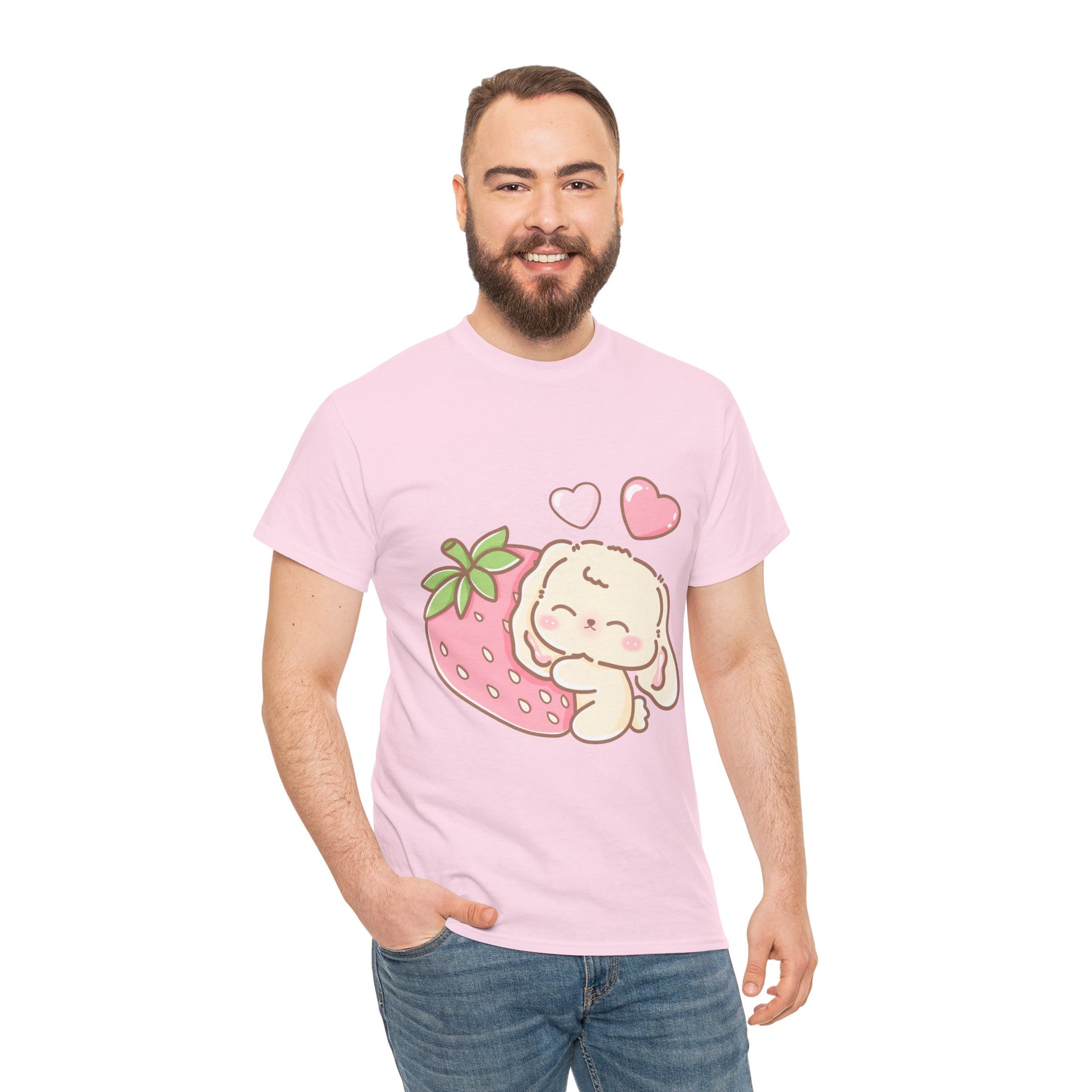 Cute Bunny Strawberry Play Tee - Puppy's Aesthetics