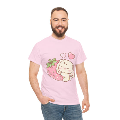 Cute Bunny Strawberry Play Tee - Puppy's Aesthetics