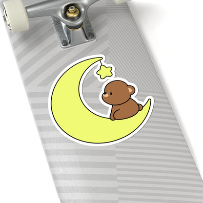 Cute Bear on Moon Kiss-Cut Sticker - Puppy's Aesthetics