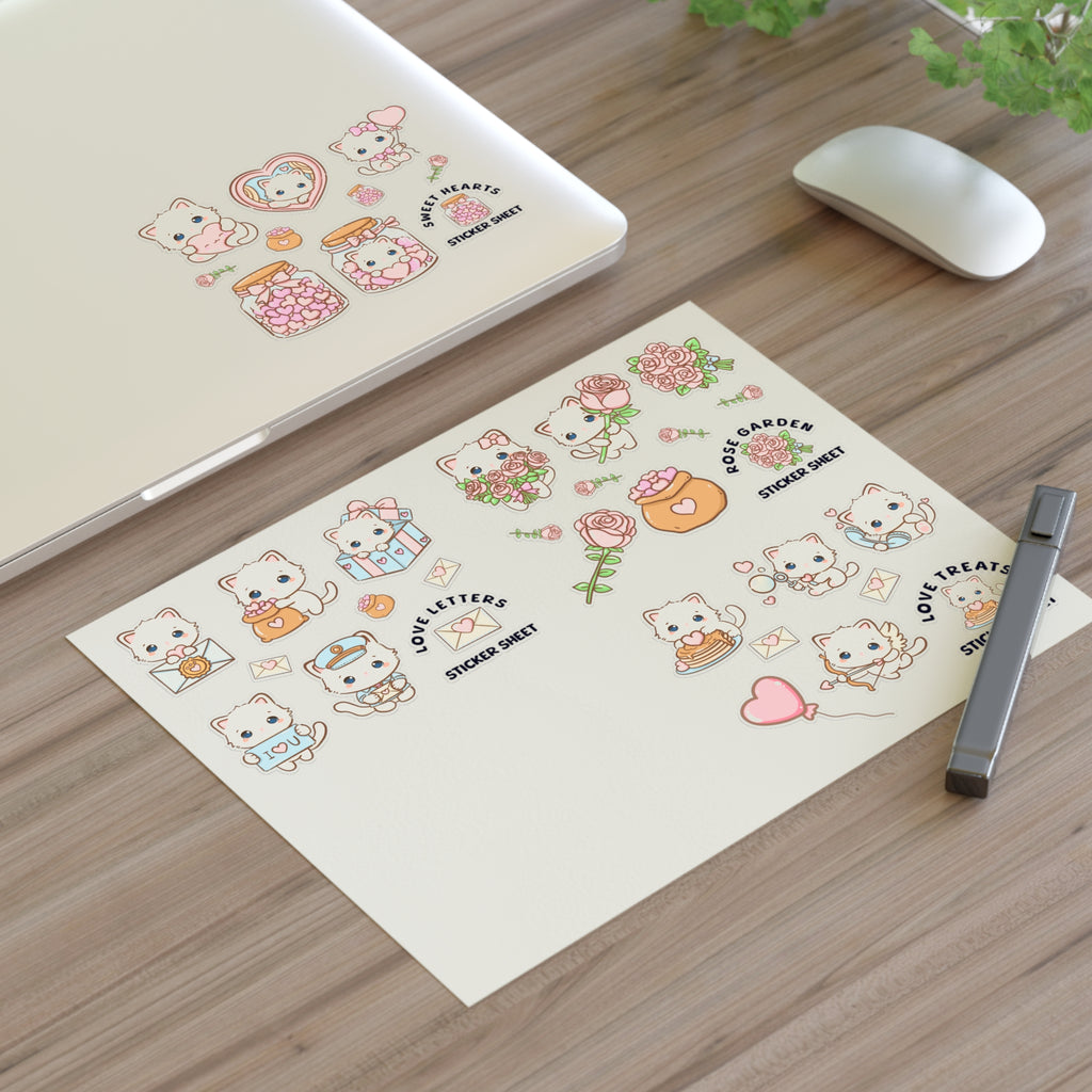 Kawaii Love & Treats Sticker Sheet - Puppy's Aesthetics