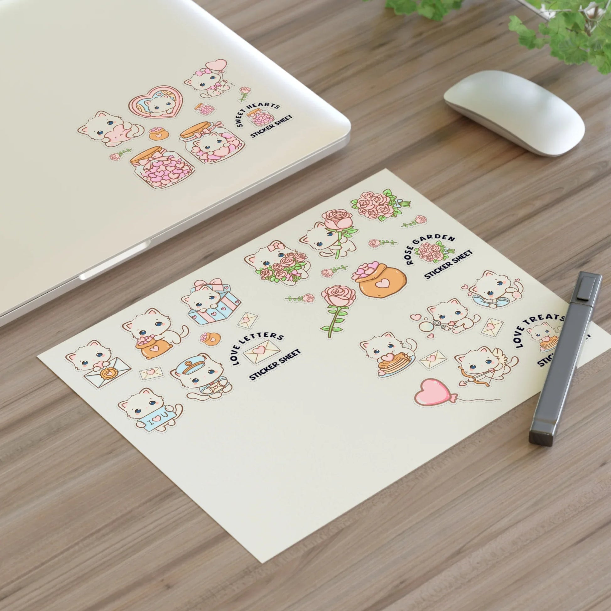 Kawaii Love & Treats Sticker Sheet - Puppy's Aesthetics