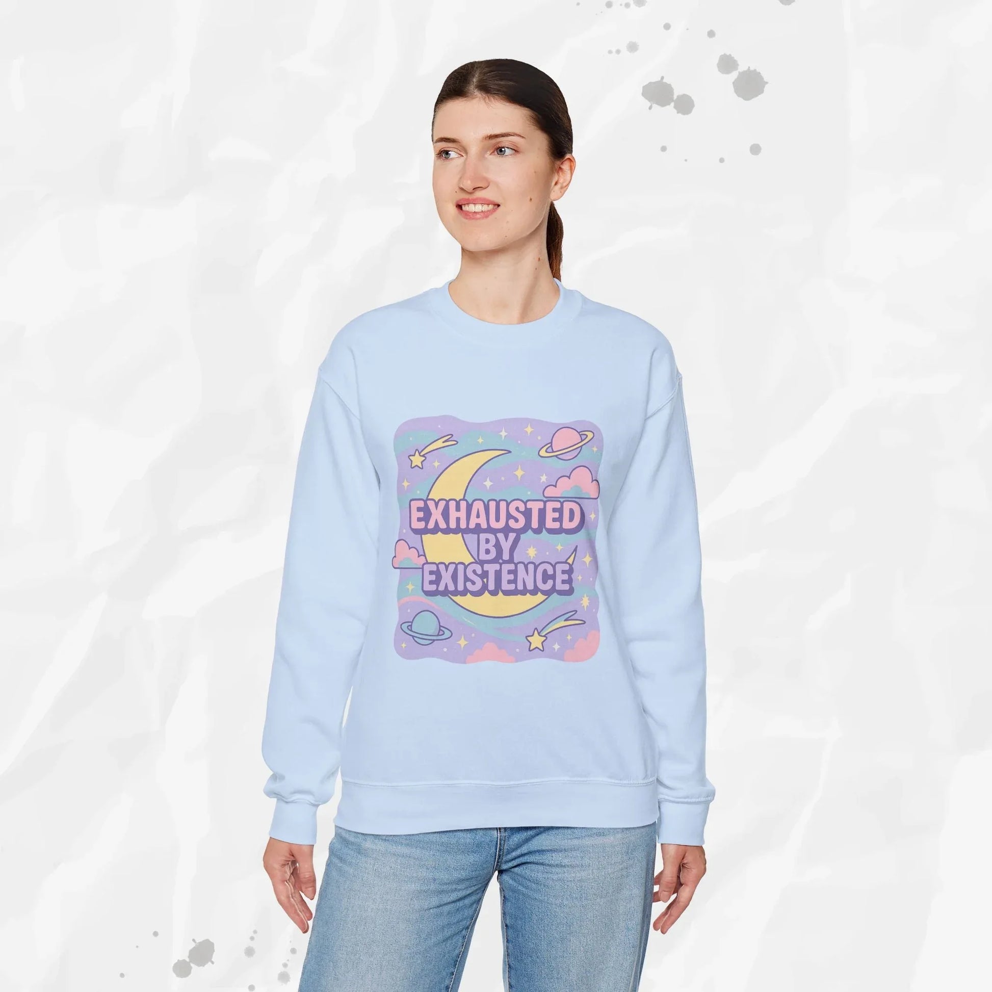 Exhausted by Existence Crew Sweater (Colors) - Puppy's Aesthetics