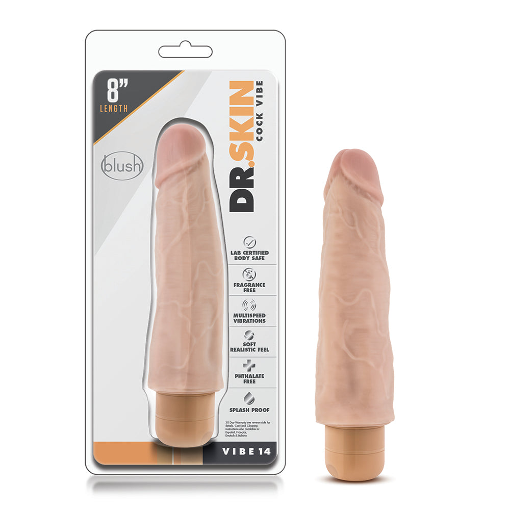 Dr. Skin Cock Vibe 14 Realistic 8 " Vibrating Dildo Beige