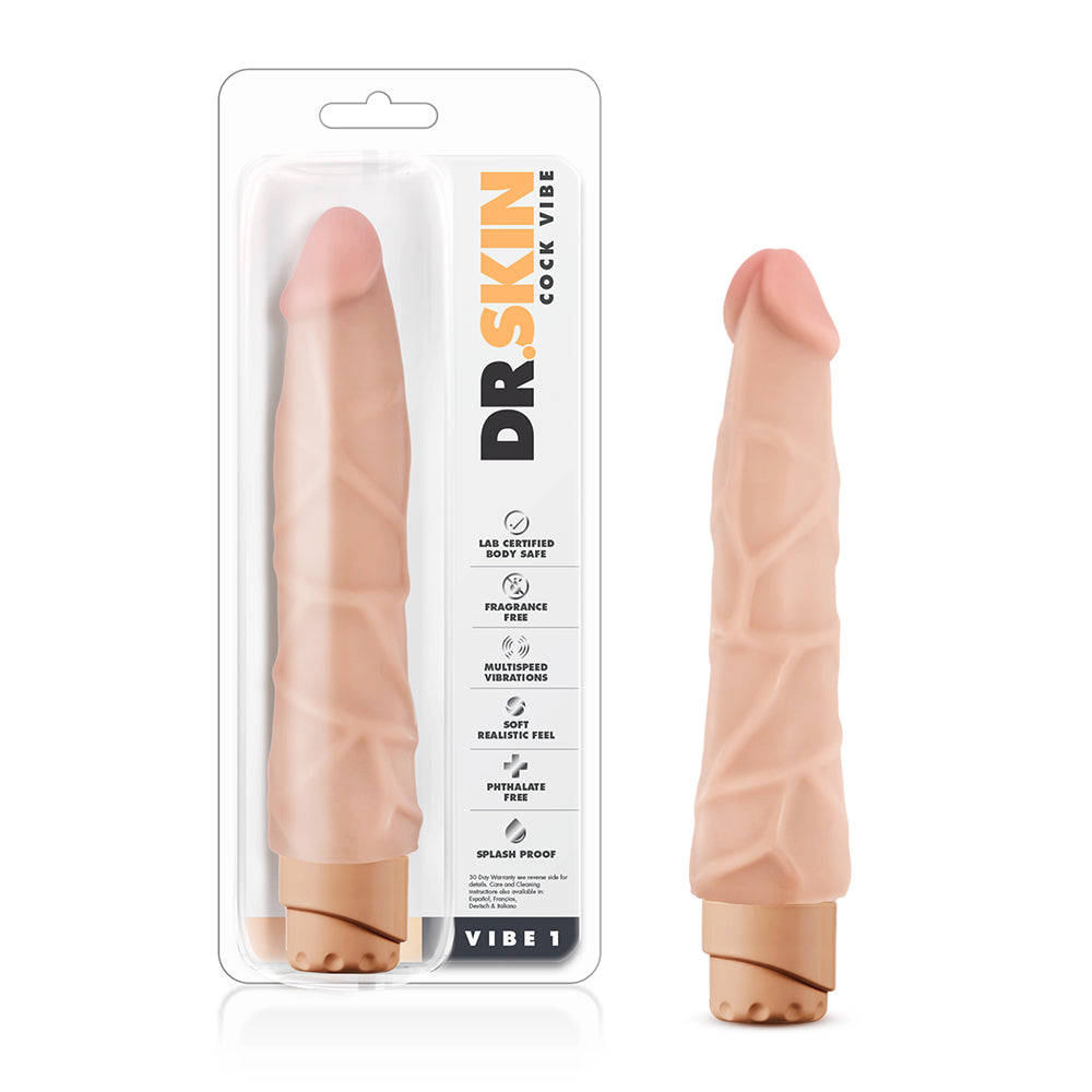 Dr. Skin Cock Vibe 1 Realistic 9 " Vibrating Dildo Beige