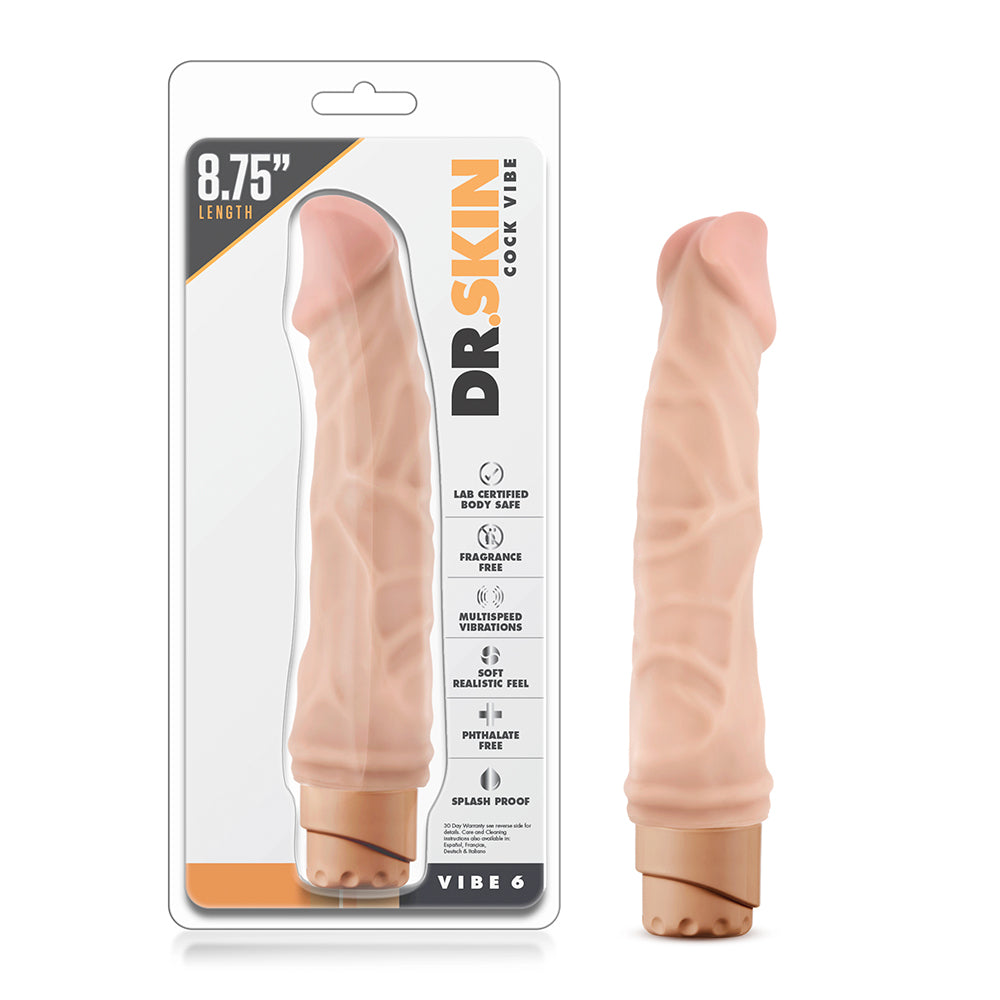 Dr. Skin Cock Vibe 6 Realistic 8.75 " Vibrating Dildo Beige