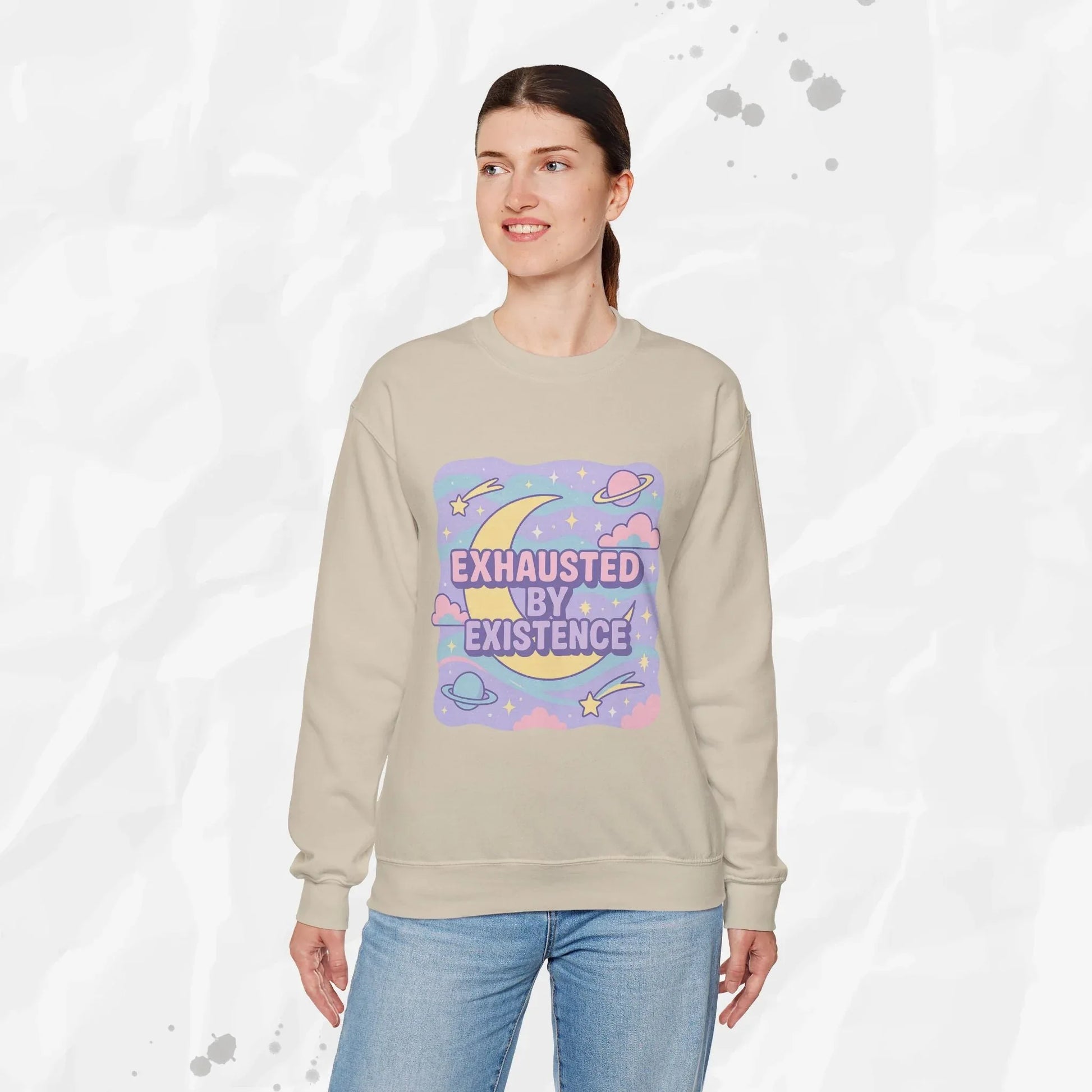 Exhausted by Existence Crew Sweater (Colors) - Puppy's Aesthetics