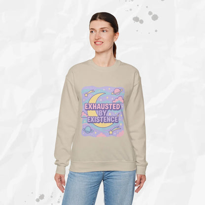 Exhausted by Existence Crew Sweater (Colors) - Puppy's Aesthetics