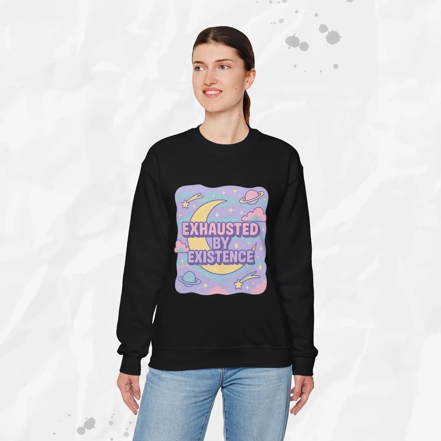 Exhausted by Existence Crew Sweater (Colors) - Puppy's Aesthetics