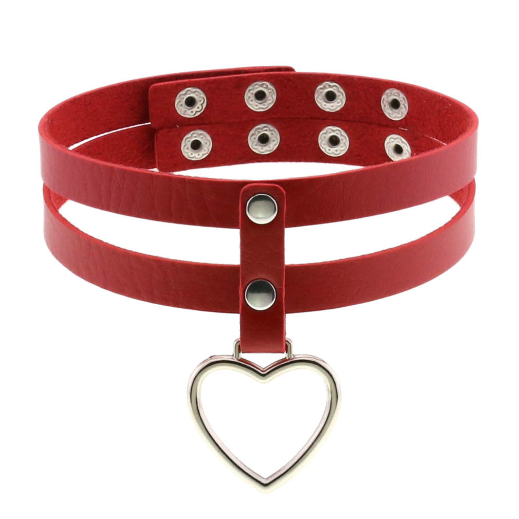 PU Leather Heart Pendant Collar (Colors) - Puppy's Aesthetics