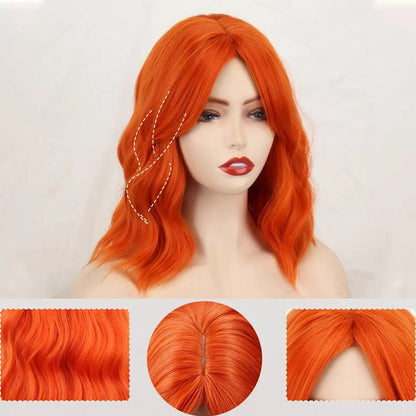 Red Wavy Middle Part Wig