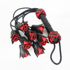 Thorned Obedience Rose Whip – Black & Red Leather