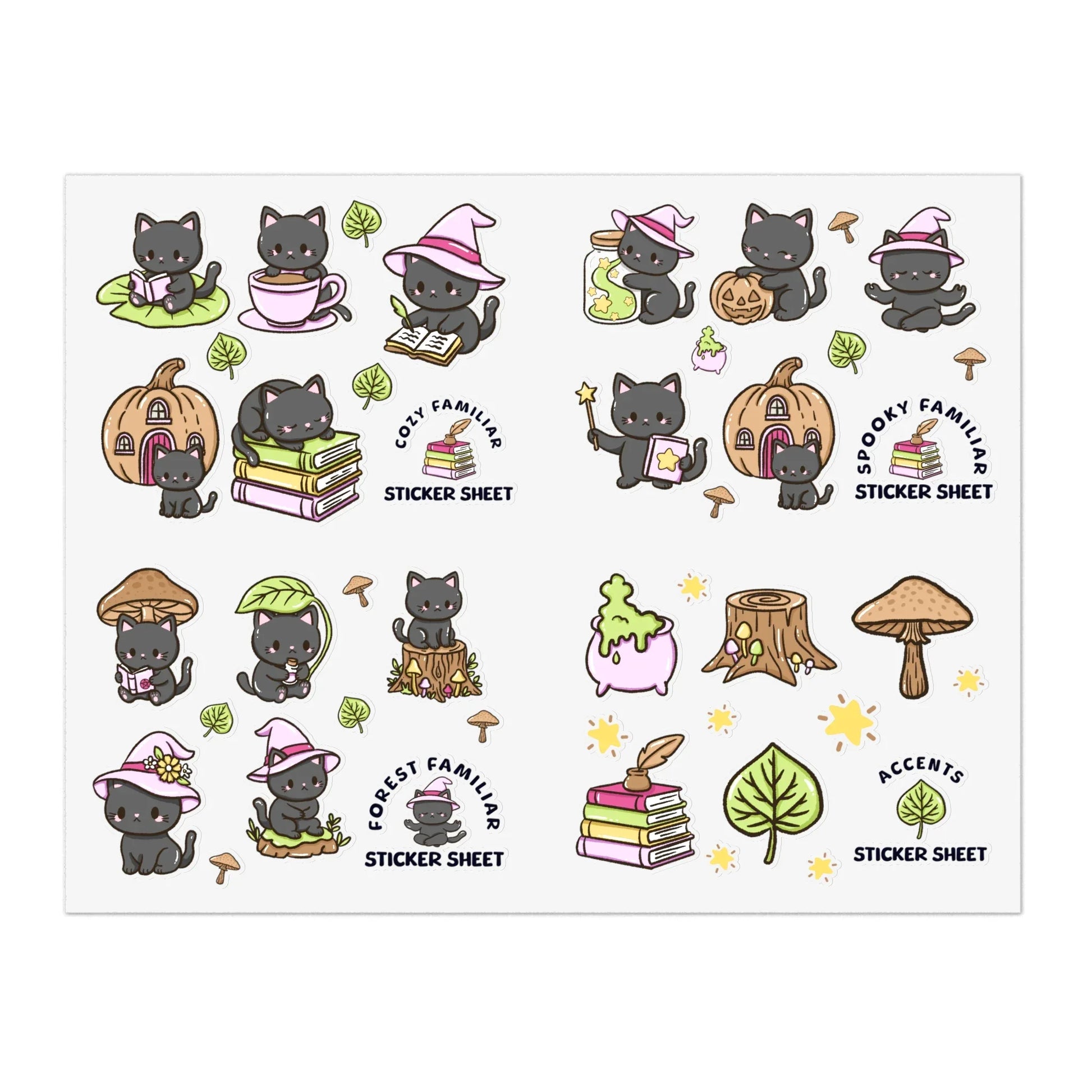 Kitty Cozy Familiar Sticker Sheet - Puppy's Aesthetics