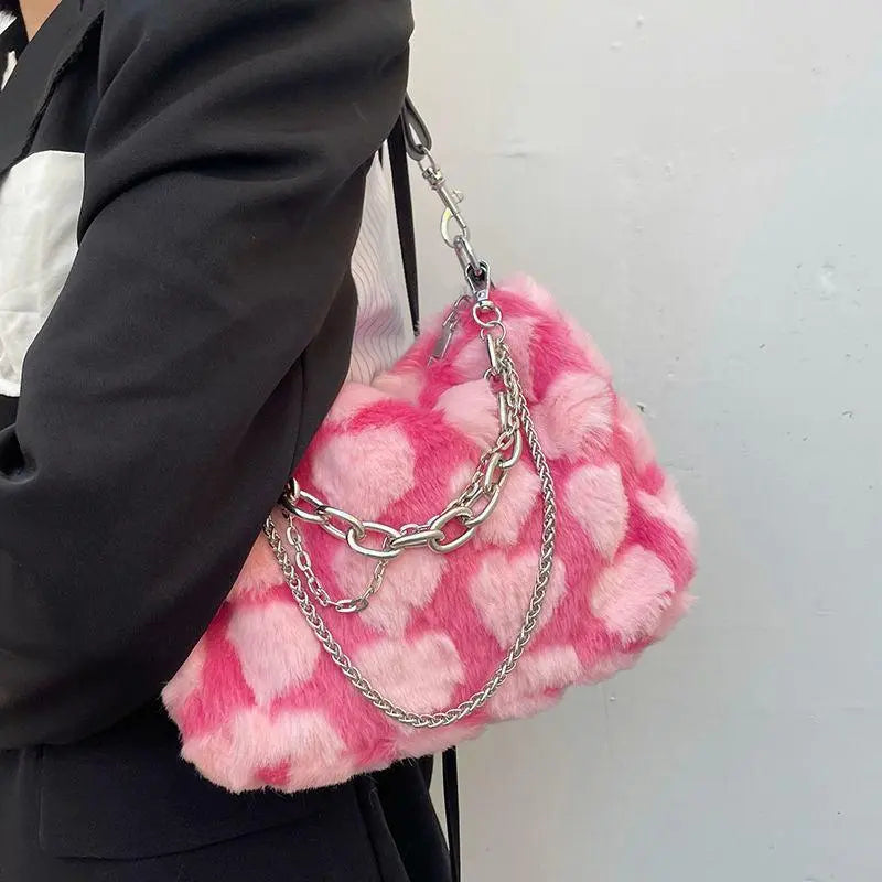 Pretty Plush Heart Bag pink
