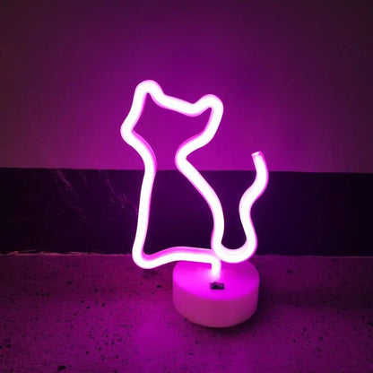 LED Cat Neon Sign pink cat base