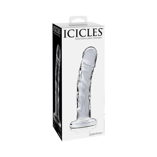 Icicles No. 62 Curved Realistic 6.5 " Glass Dildo Clear