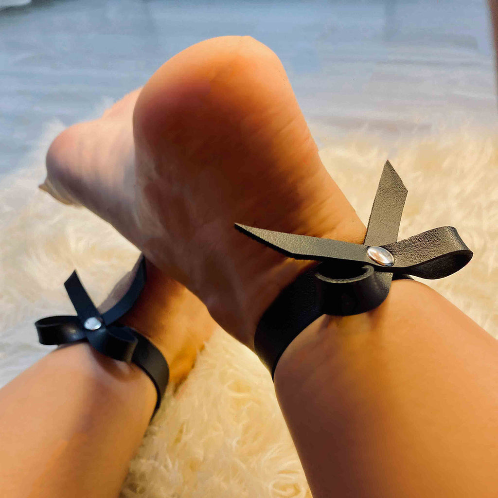 Bow-Tied O-Ring Ankle Cuffs