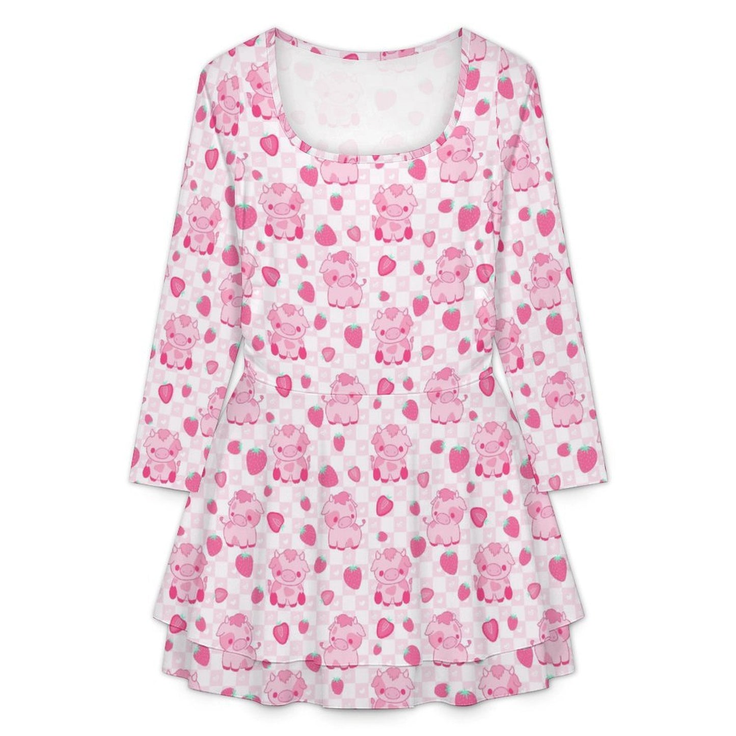 Custom Women's Square Neckline Ruffled Mini Dress