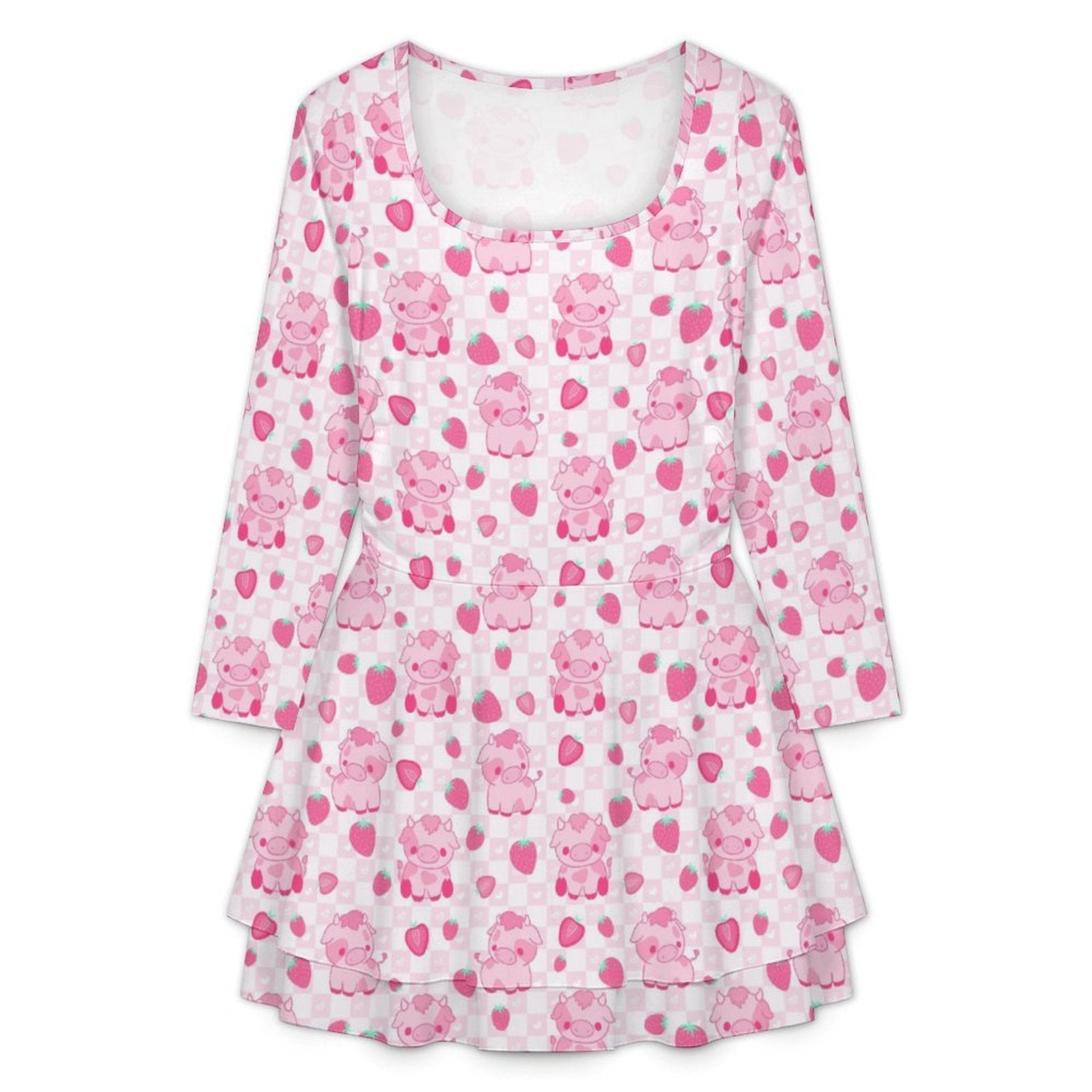 Custom Women's Square Neckline Ruffled Mini Dress