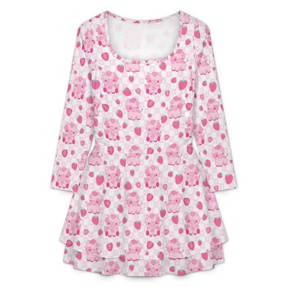 Custom Women's Square Neckline Ruffled Mini Dress