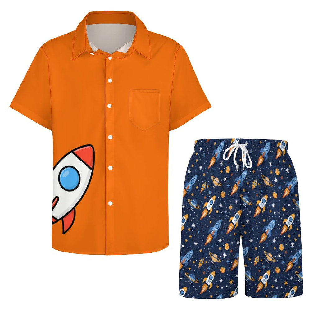Cute Cosmic Rocket Shorties Set