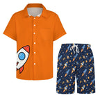 Cute Cosmic Rocket Shorties Set