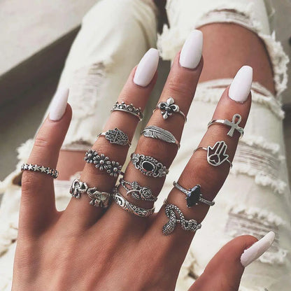Silver Gothic Ring Set 3724
