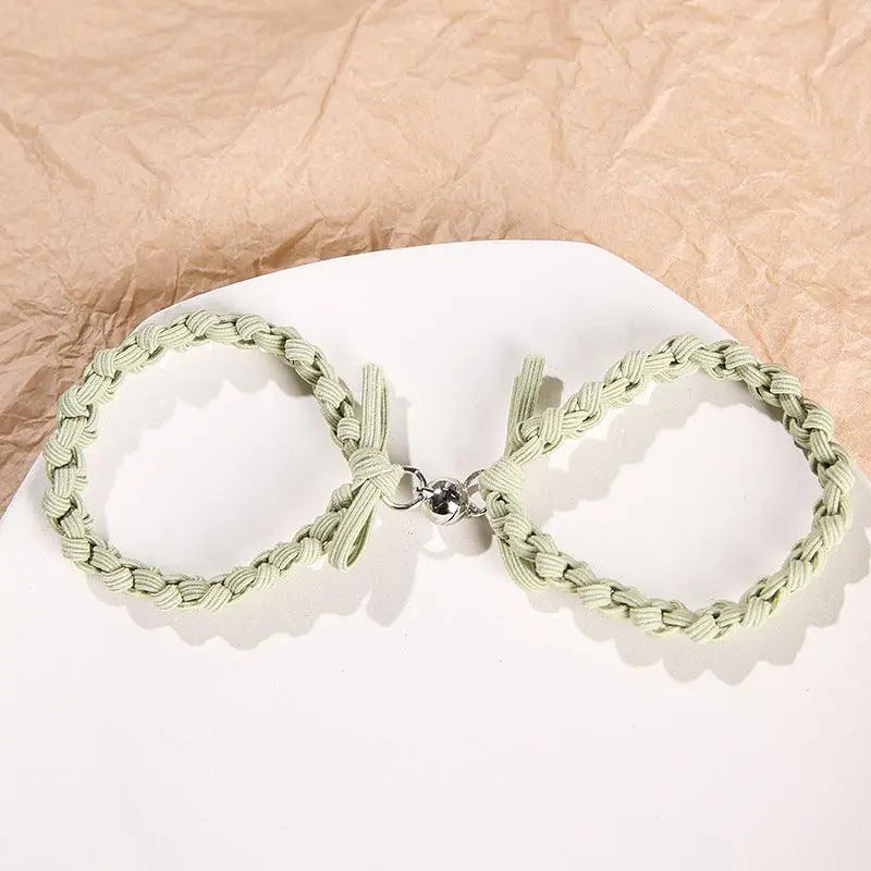 Magnet Couple Bracelet Set (Colors) 5 # handmade magnetic knitting bracelet [green rope pair]
