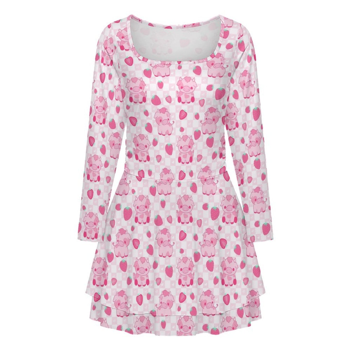 Custom Women's Square Neckline Ruffled Mini Dress