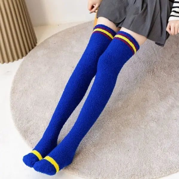 Soft Thick Fuzzy Thigh High Socks 15 One Size