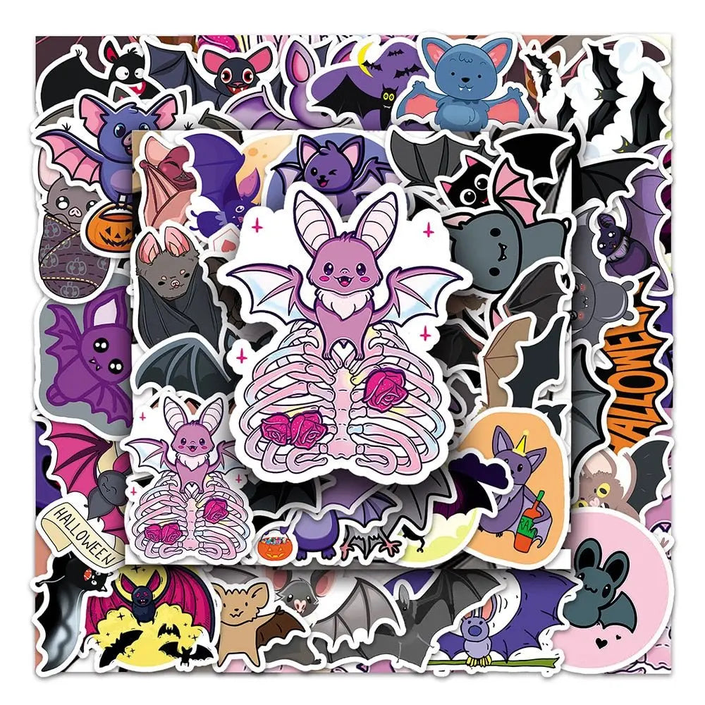 50PCS Cute Bat Cartoon Stickers Puppy's Aesthetics