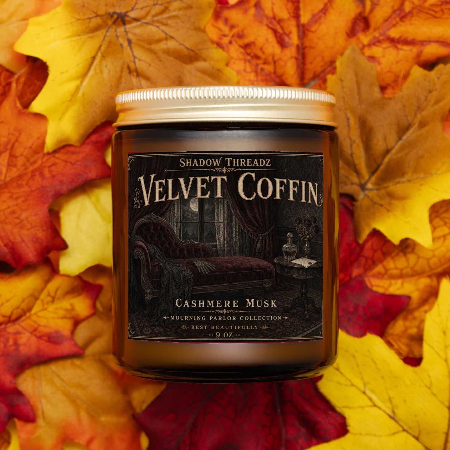 Velvet Coffin Candle 9oz