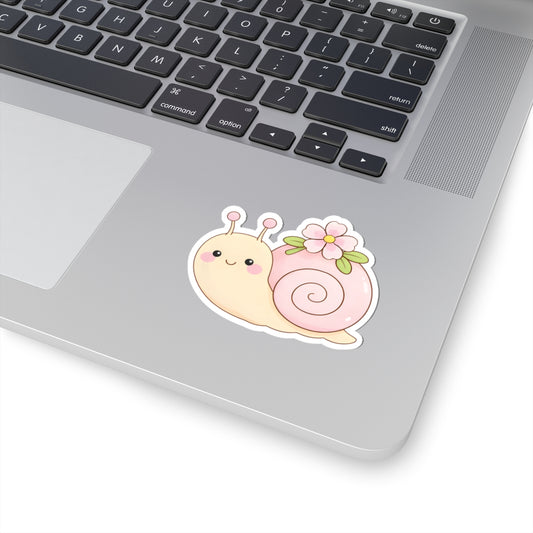 Cute Pink Snail Kiss-Cut Sticker - Puppy's Aesthetics
