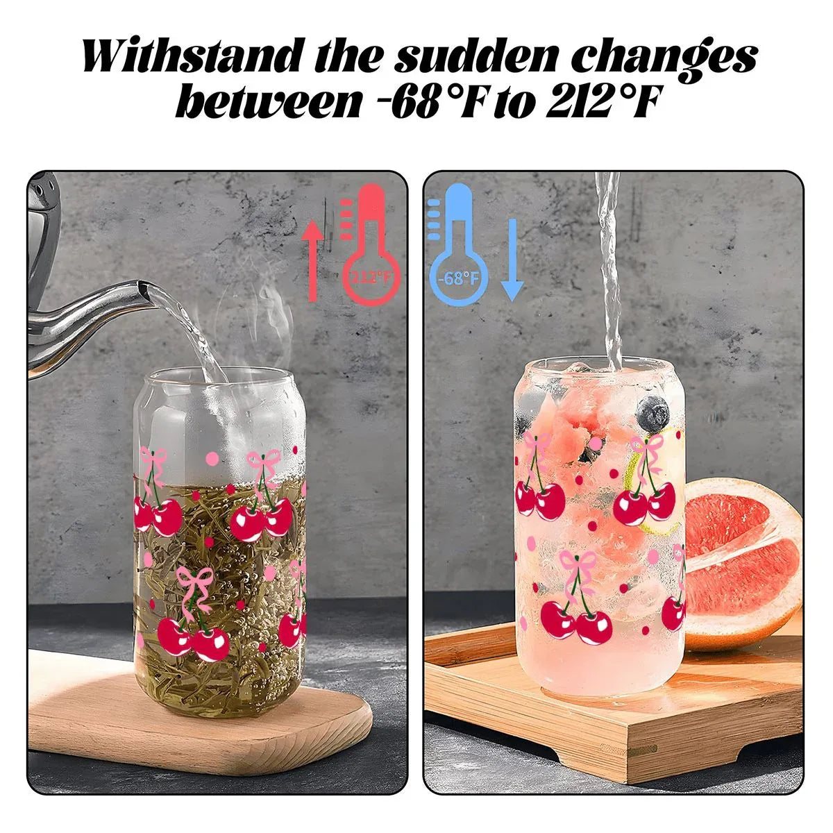 Pretty In Cherries Glass Sipper - Puppy's Aesthetics