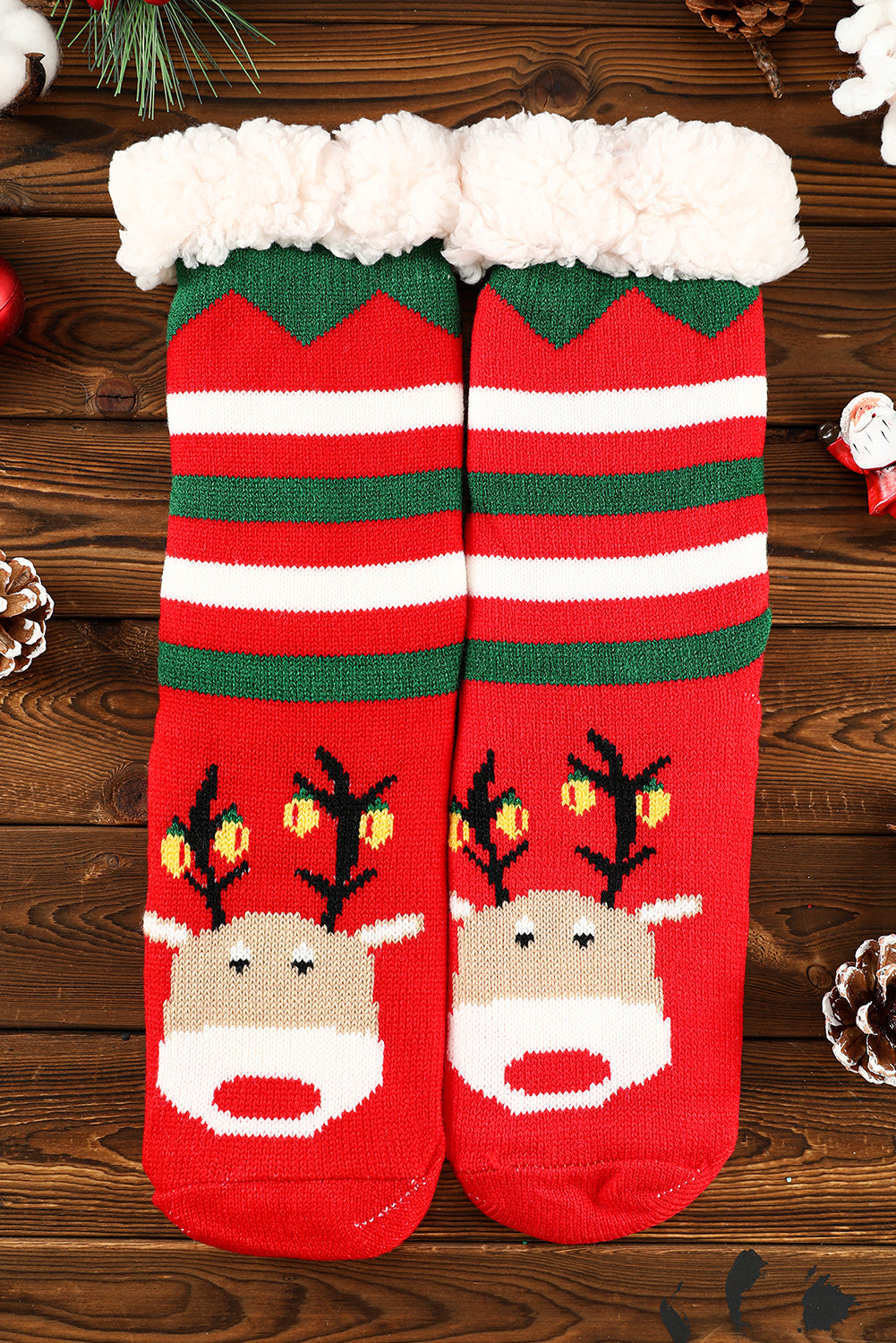Red Reindeer Christmas Knit Socks
