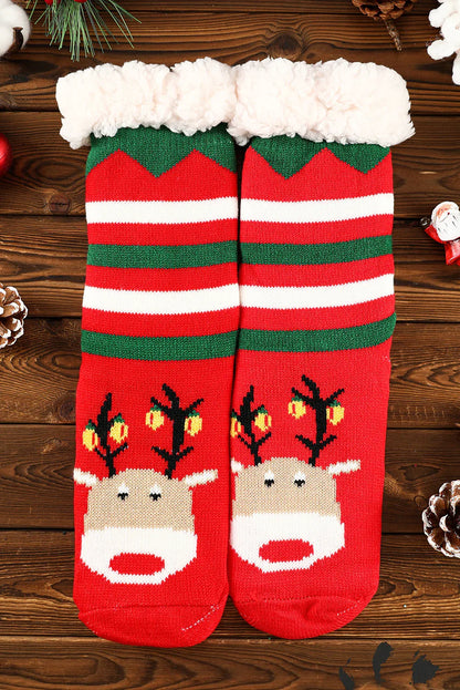 Red Reindeer Christmas Knit Socks - Puppy's Aesthetics