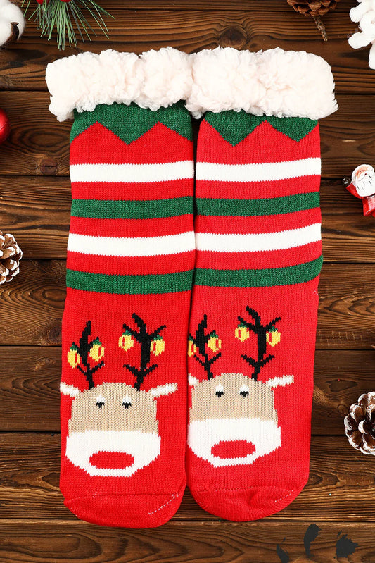 Red Reindeer Christmas Knit Socks - Puppy's Aesthetics