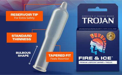 Trojan Fire and Ice Dual Action Lubricated Condoms - 3 Pack