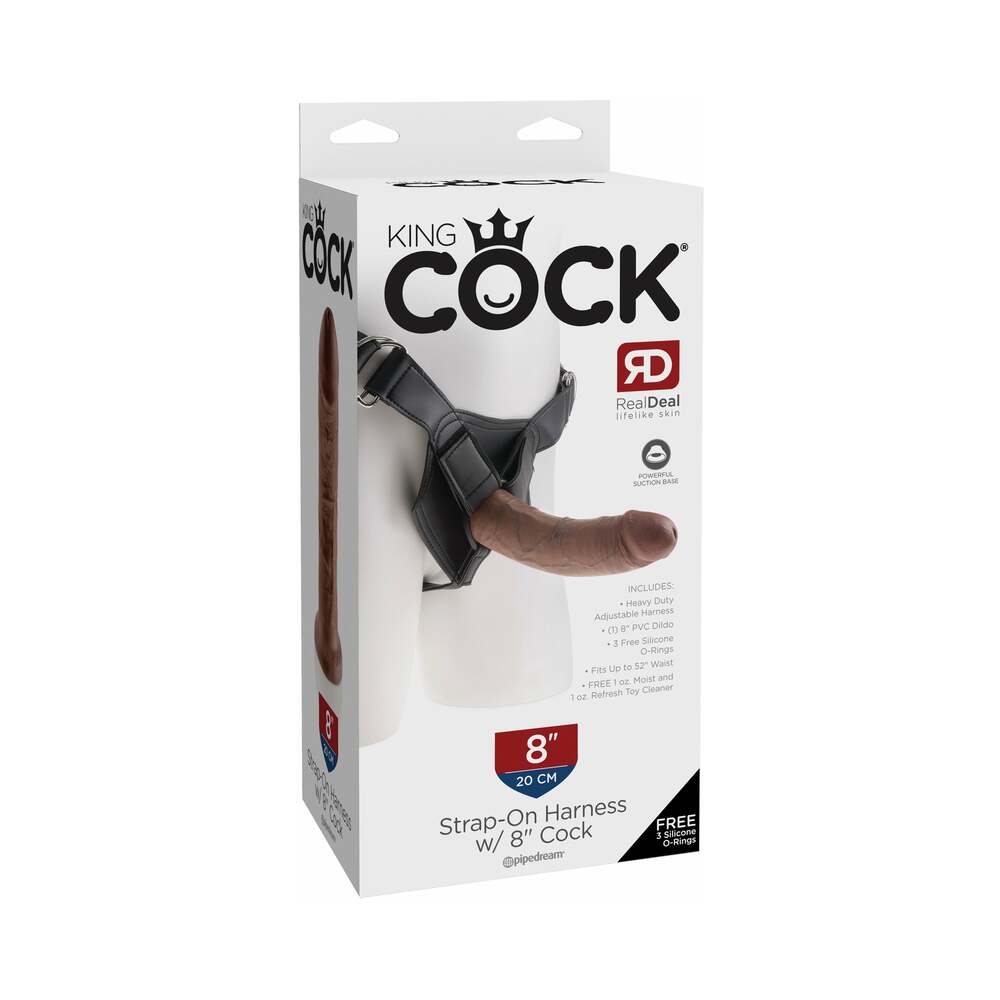 King Cock Strap-On Harness With 8 " Cock Brown
