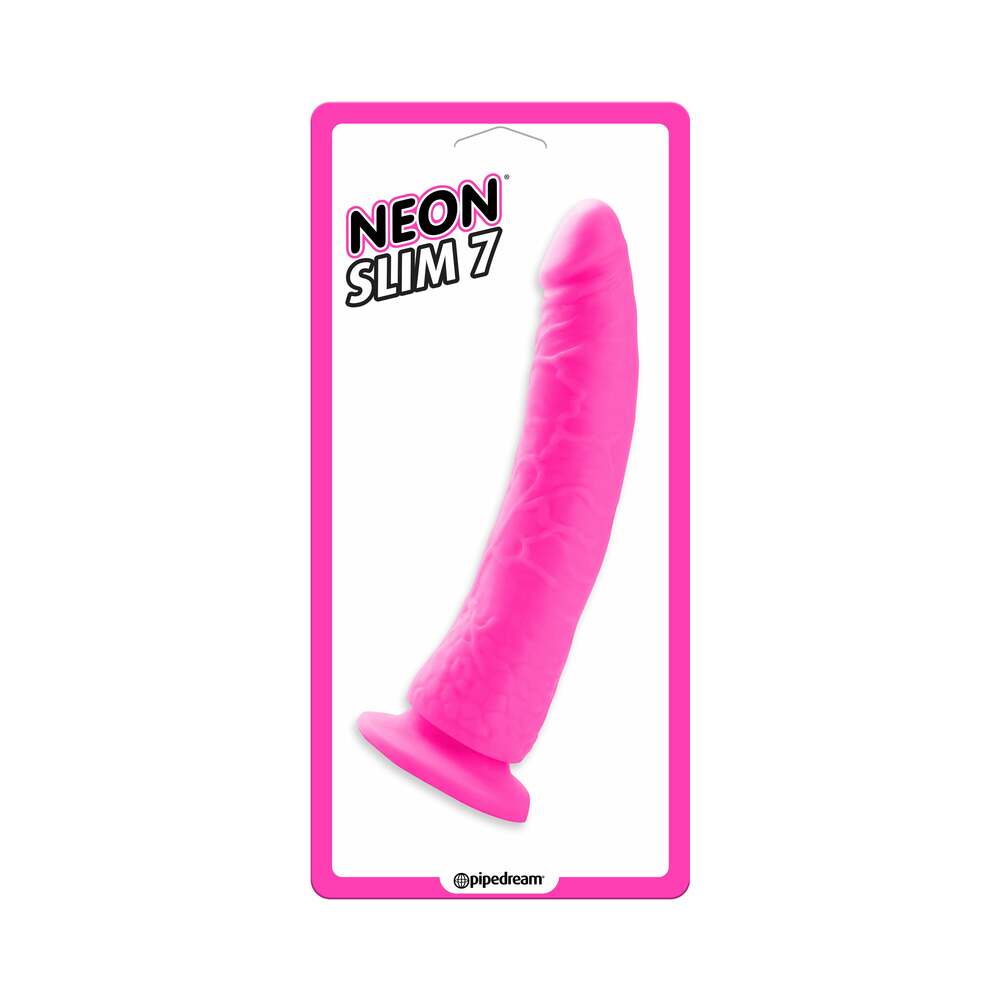 Neon Slim 7 Realistic 7 " Dildo With Suction Cup Pink