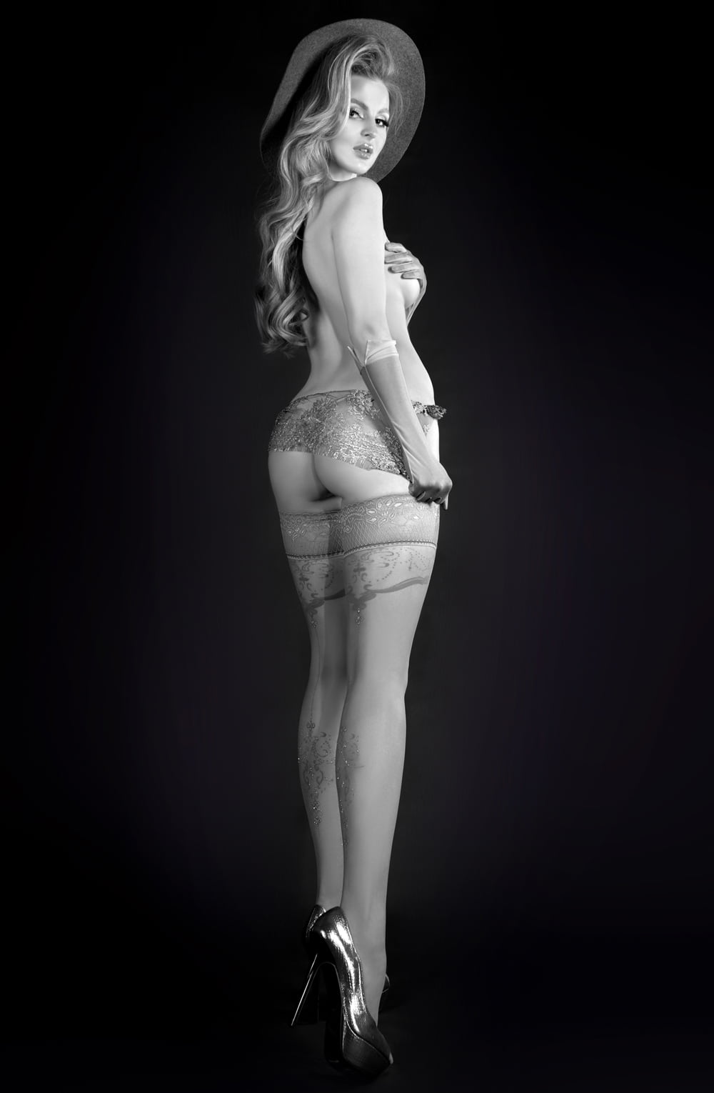 Hold Ups with Lace Top and Silicone Grip (Grey)