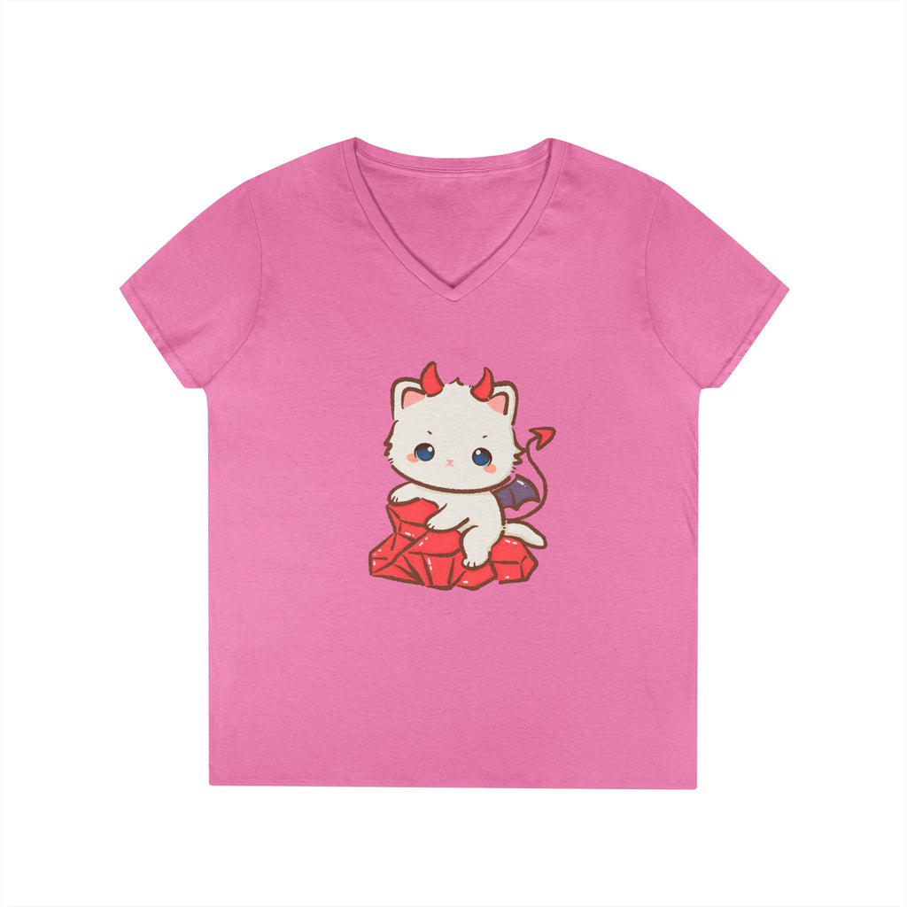 Lil Devil Cat V-Neck Play Tee - Puppy's Aesthetics