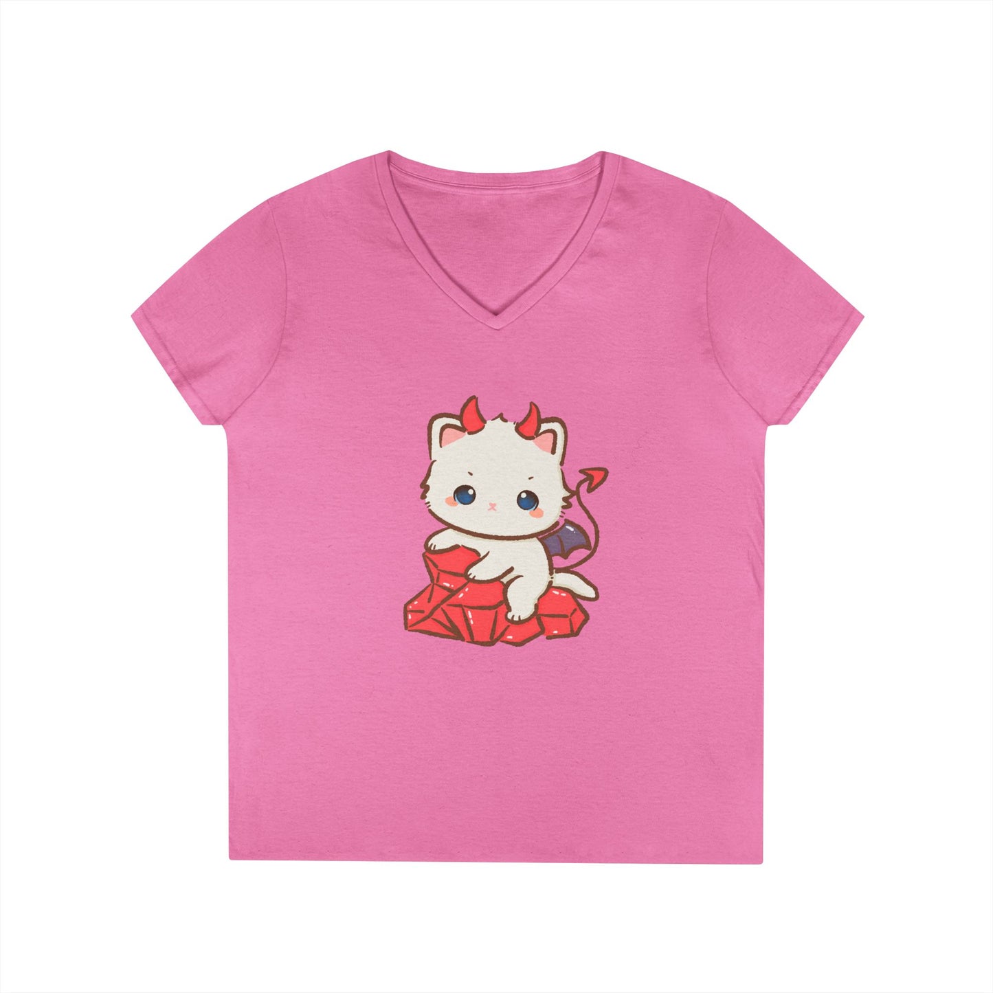 Lil Devil Cat V-Neck Play Tee - Puppy's Aesthetics