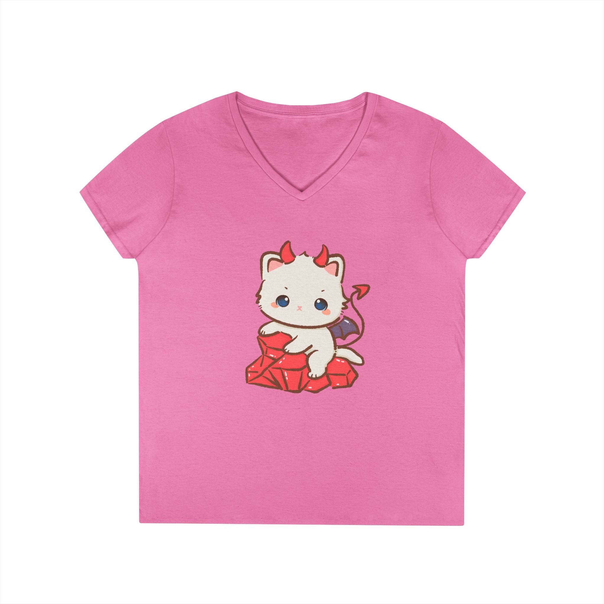 Lil Devil Cat V-Neck Play Tee - Puppy's Aesthetics
