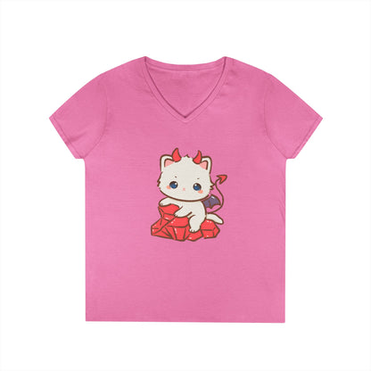 Lil Devil Cat V-Neck Play Tee - Puppy's Aesthetics